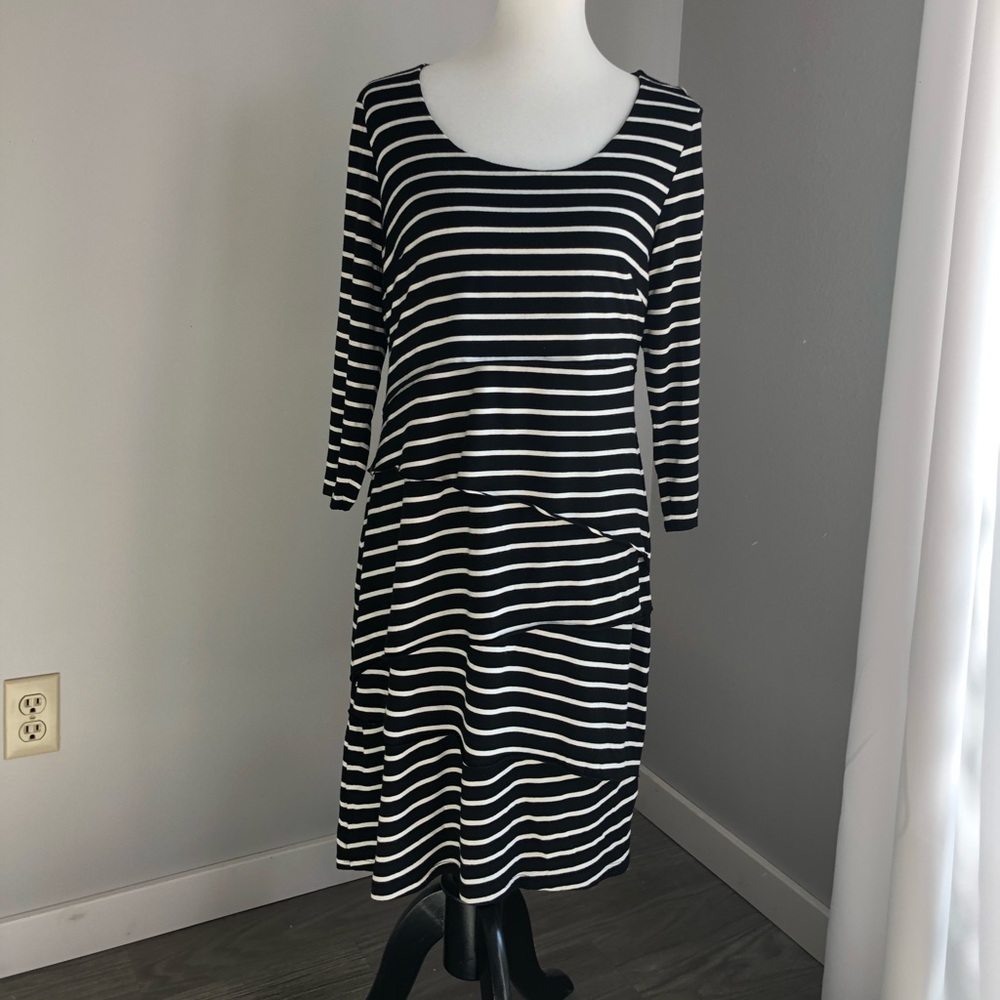INC black and white striped dress